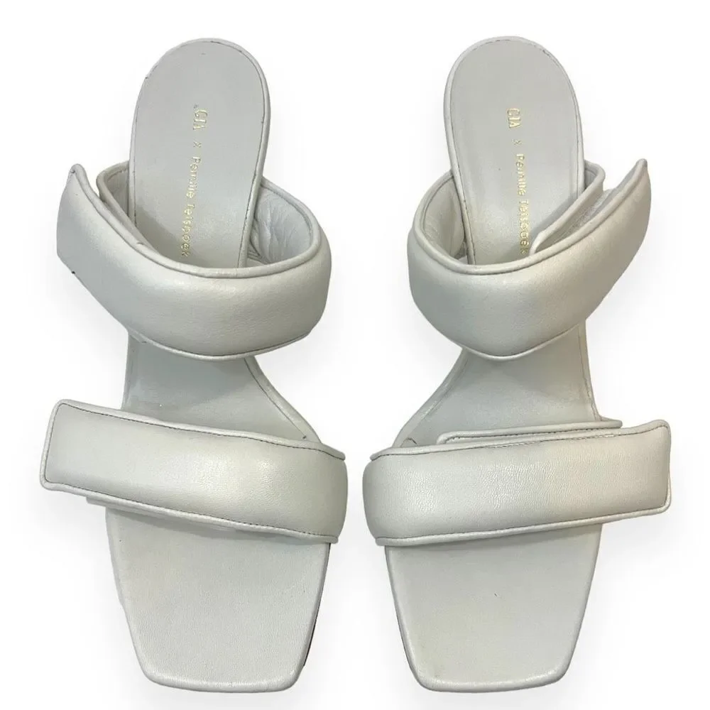 GIA BORGHINI 85mm Leather High Heel Sandals Steel Grey White Women's Size 40 - Picture 6 of 9